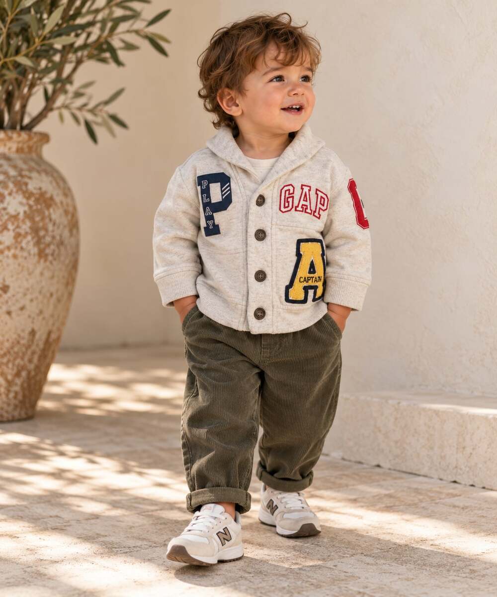 Baby Gap Boys Varsity Letterman Cardigan Sweater 12-18M Collegiate Preppy